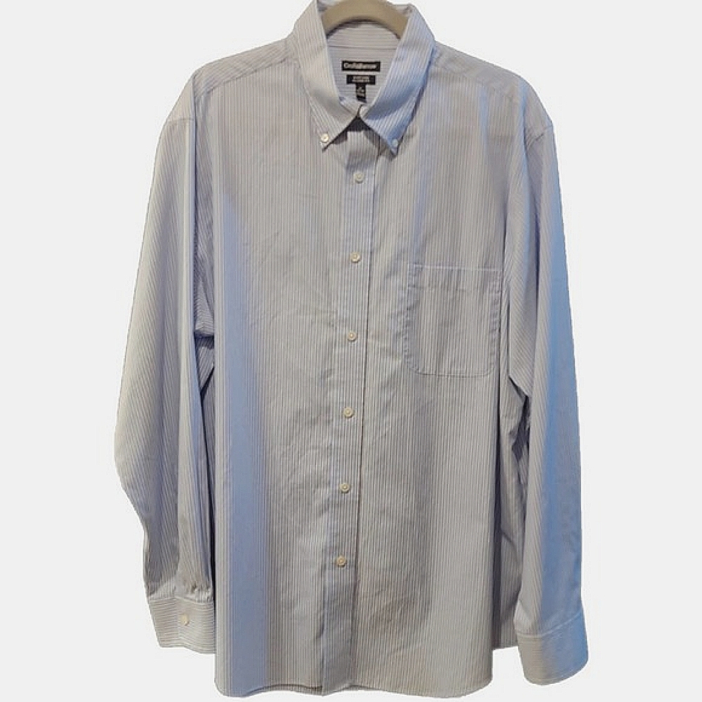 Croft & Barrow Light Blue and White Striped Button Down 17 34/35